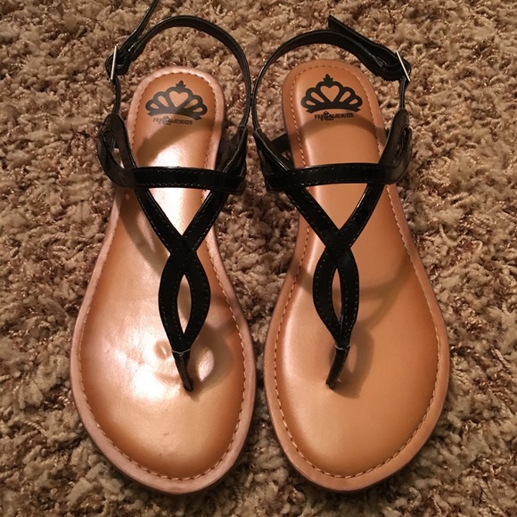 Fergalicious Shoes - Patent Black Sandals